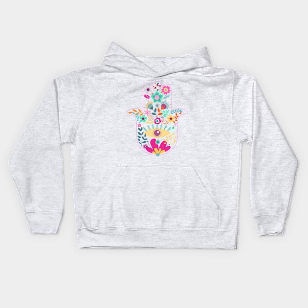 Hamsa hand Kids Hoodie by mil_papeles